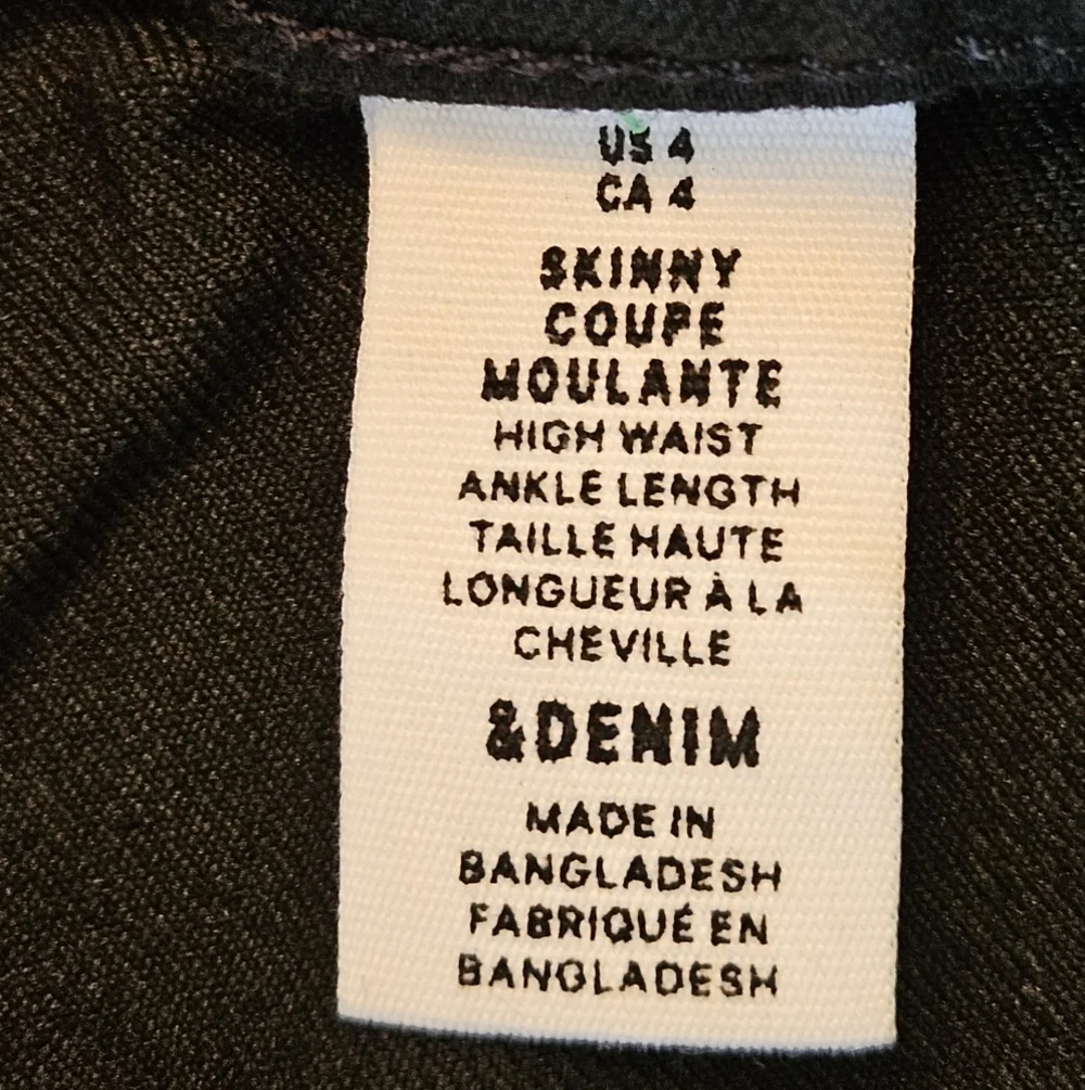 H&M &denim Skinny Coupe Moulante High Waist Ankle Black Jeans US 4 NWT